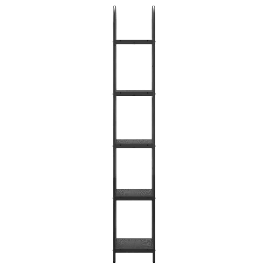 Bücherregal Schwarz Eichen-Optik Holzwerkstoff 40 x 30 x 183 cm mit 5 Regalen Stauraum für Bücher, Deko, Büro und Wohnzimmer modernes Regal Standregal vielseitig einsetzbar
