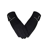 Ren He レディース 手袋 女性専用 スマホタッチパネル対応 手袋 冬用 屋外手袋 フリーサイズ (ブラック)