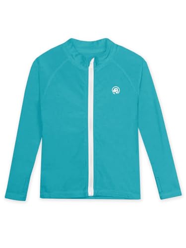 Image of AOBUTE Unisex Kids Zipper Rash Guard Boys UPF 50+ UV Protection Sun Shirt with Thumb Hole 3-12 Years