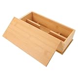 MAGICLULU Estuche de Natural y Cubiertos con Tapa, Organizador Compacto 28 X 12,5 X 8 Cm, Caja Porta Cubiertos para Cocina, Restaurante y Picnic