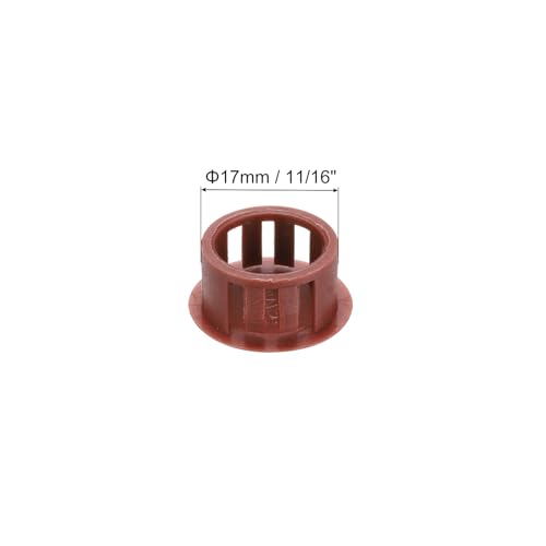 Image of MECCANIXITY 64PCS 17mm(11 /16 inch) Red Brown Plastic Hole Plugs, Flush Type Panel Hole Plugs Insert End Caps for Locking Hole Tubes Furniture Cabinet
