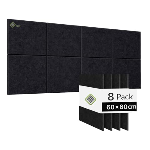 Image of YGM Acoustic Foams Luxury PET Felt Acoustic Self Adhesive Panels, 10 MM Thick, Sound Absorbing Panels for Wall | Room Noise Reducer & Sound Dampening (OG Black, 2x2 Foot - 8 Panels)