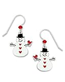 Snowman Christmas Earrings with Cardinal Holiday Made in the USA by Sienna Sky 1411