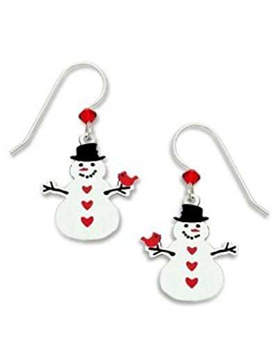 Snowman Christmas Earrings with Cardinal Holiday Made in the USA by Sienna Sky 1411