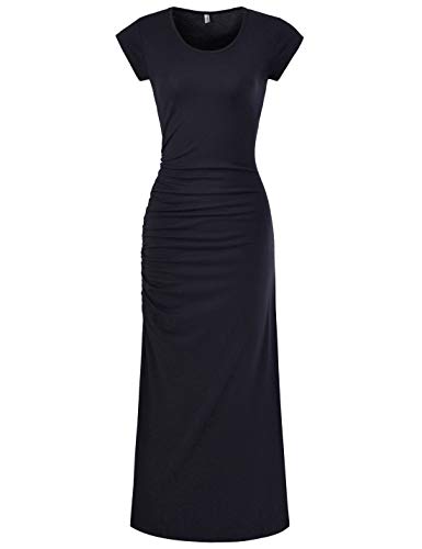NEARKIN Slim fit Cap Sleeve Sexy Long Dresses Casual Maxi Dress for Women