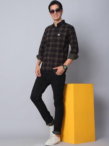 Image of Majestic Man Men Comfort Slim Fit Checked Cotton Casual Shirt