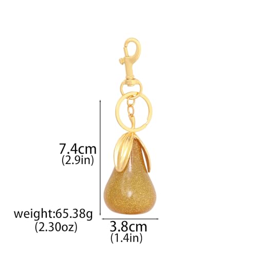 Image of Fruit Bag Charm Keychain - Gold Key Chain, Cute Purse Handbags Accessories - Beautiful Gift for Women