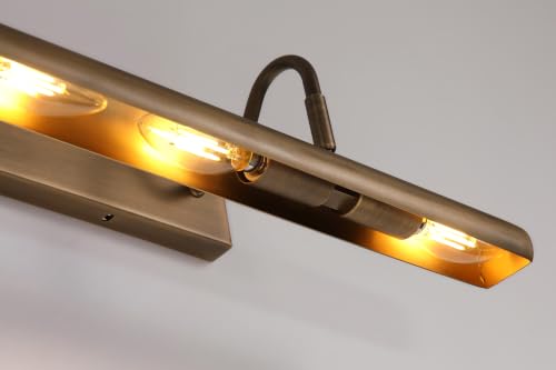 Image of 24 Inch Hardwired Gooseneck Antique Brass Picture Light for Wall, Art Light for Wall, 4 Light Bronze Picture Light (Bulb Included)