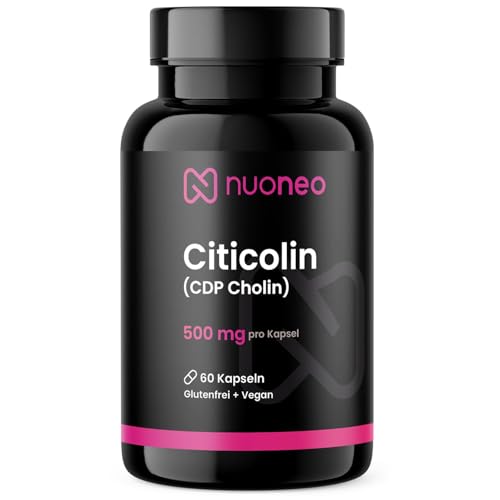 Citicolin CDP Cholin 500mg 60 Kapseln hohe Bioverfügbarkeit keine Zusatzstoffe volle 500 mg Citicoline/CDP-Cholin pro Kapsel von nuoneo