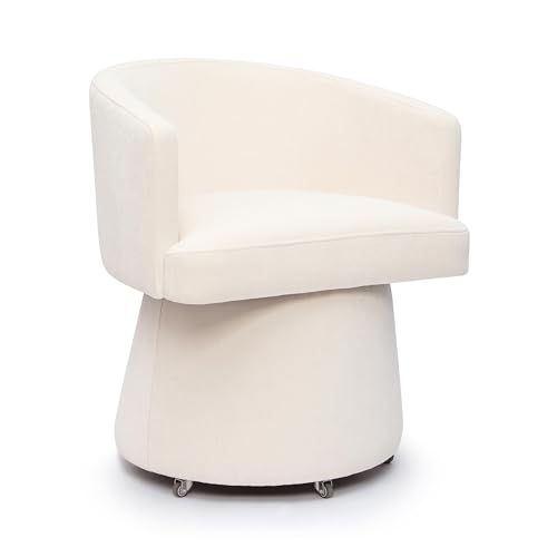 Tov Furniture Kristen Rolling Desk Chair (Upcycled Chenille, Cream)