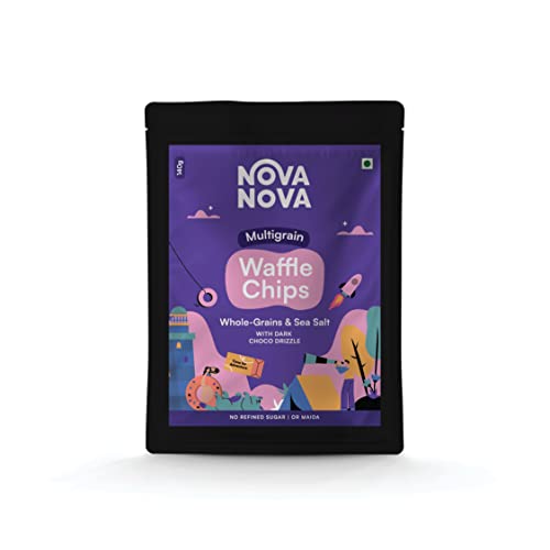 Image of NOVANOVA Waffle Chips I Sugar-Free, Protein Rich And Multigrain|Multigrain, Sugar Free, Choco Drizzle|Maida And Refined Sugar Free Healthy Sweet-Snack I 100% Eggless - 140 Gm