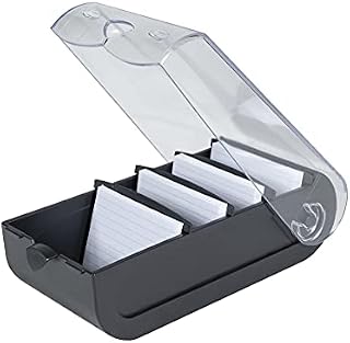Exacompta - Ref 5331423D - Bunny Box Revision Cards Learning Box - A8 (195 x 100 x 62mm) in Size, Holds Up To 650 A8-Sized Cards - Office Black & Clear