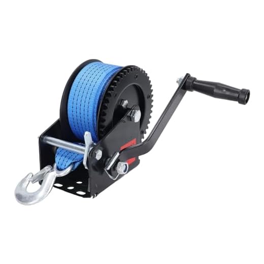 XHTLLO 1600lbs Trailer Winch, Alloy Steel Hand Crank Winch, Heavy Duty Car Trailer Winch with Nylon Strap, Dual Way Ratchet Chainsaw Winch, for Truck, Trailer