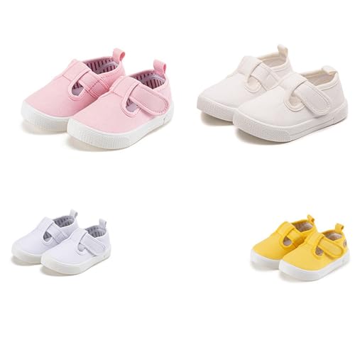 Toddler Boys Girls T-Strap Canvas Sneakers Classical Comfort Soft Sole Flats Sneakers Little Kid Non Skid School Uniform Shoe3