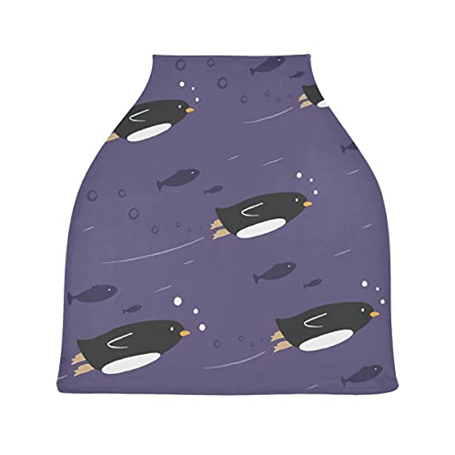 ペンギン水泳ベビーカーシートカバーキャノピー伸縮性看護カバー幼児用母乳の男の子の女の子のための通気性防風冬のスカーフ