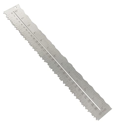 UPTTHOW Stainless Steel Metal Paper Tearing Ruler for Cutting Paper to Irregular Edges 12'' Measuring Tool for School Office Architect and Drawing