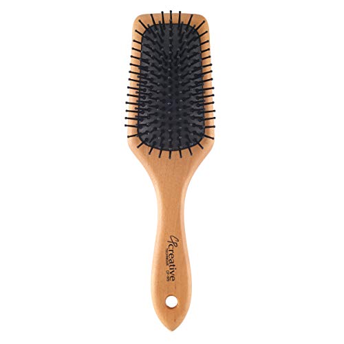 Creative Hair Brushes Birchwood Nylon Pin Bristle Paddle Brush for All Hair Types, CP-WS image 3