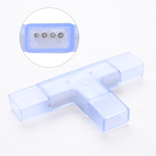 Image of Yescom 10 Sets of T Shape Junction 3 to 1 Wire Splice Connector with 4-Pin for BiLume RGBW AC110-120V LED Neon Rope Lights