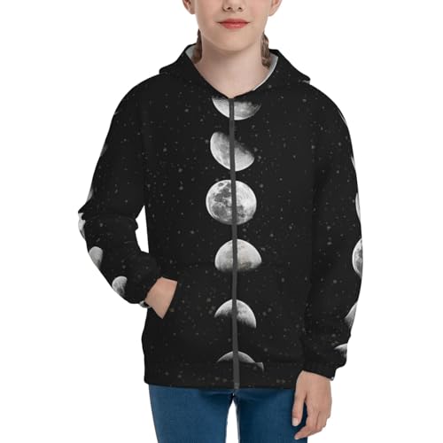 Waxing Waning Moon Kids Pullover Hoodies Boys Zip Up Sweatshirts Girls Athletic Clothes with Pocket3