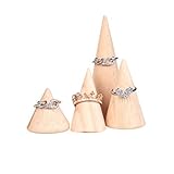 BOCAR Natural Wood Cone Ring Display Stand Organizer Holder 4PCS Different Size(MT-YZ)