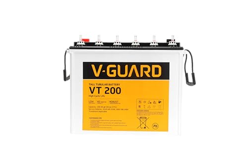 Image of V-Guard VT200 Inverter Battery | Tubular Technology | High Backup Performance | 36 Month +24 Month Warranty