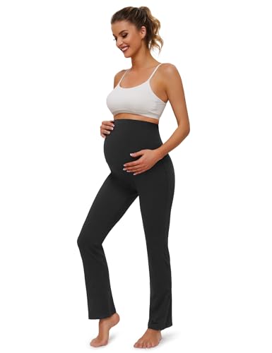 Peauty Matenity Buttery Soft Fold Over Straight Leg Pants, Before During After Pregnancy Yoga-Leggings - Image 4