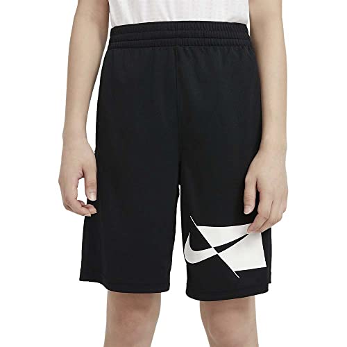 Nike Big Boys Dri-FIT Training Shorts (Black/White, Medium)