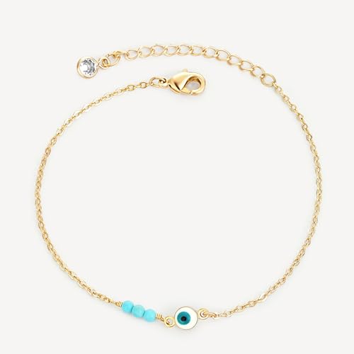 Image of MEVECCO Bracelet for Women 14K Gold Plated Dainty Chain Simple Jewelry Cute Handmade Minimalist for Her