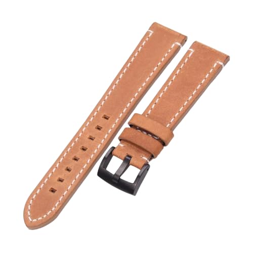 Bracelet de montre en cuir véritable lisse et vintage de haute qualité en 20mm et 22mm
