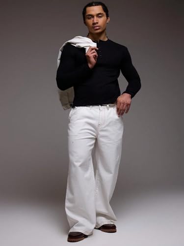 Image of The Modern Soul Men's Waffle Knit Henley Half Sleeve Tshirt for Men