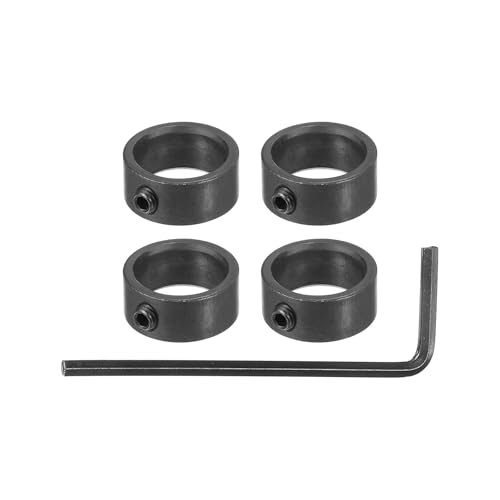 PATIKIL 16mm Bohrung Wellenkragen 22mm OD 8mm Dicke, 4 Stück Klemmring Madenschrauben Set Kohlenstoffstahl mit Gewindestift & Schlüssel für Automobilrobotik Maschinenbauin, Schwarz
