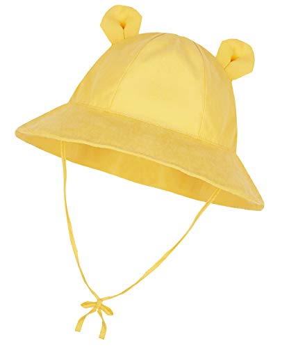 Baby Sun Hat Toddler Hats for Boys Girls Infant Sun Hat Baby Girl Hats with Bear Ears Wide Brim UPF 50+ Beach Hat Yellow