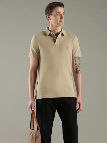 Image of Tommy Hilfiger Solid Regular fit Cotton Polo t-Shirt