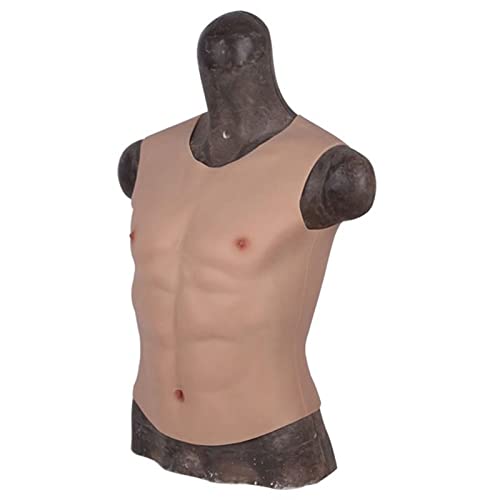 XSWL Silicona Cofre Masculina Medio Cuerpo Traje de Cuello Redondo Pectoral Vest para Maquillaje de Cosplay Accesorios de Halloween Shaper más Fuerte,Color 2 Cover