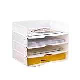 KAJHSTLOZ File Rack Desktop Office Storage Desk Organizer Storage Rack Office Supplies Four-Layer File Folder Rack（ (Includes Only The File Rack)