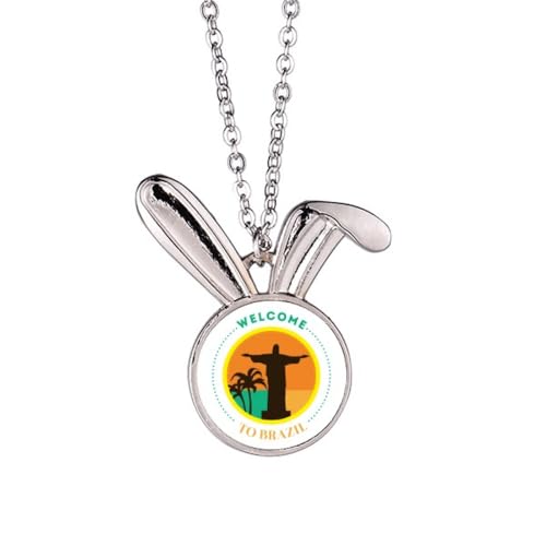 Collier pendentif lapin et Corcovado du Brésil en bijou culturel