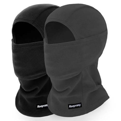 rooyvany Pasamontañas de forro polar para hombres y mujeres, cálido, resistente al viento, ligero, máscara facial de invierno para esquí, snowboard, ciclismo, Negro/Gris oscuro, talla única