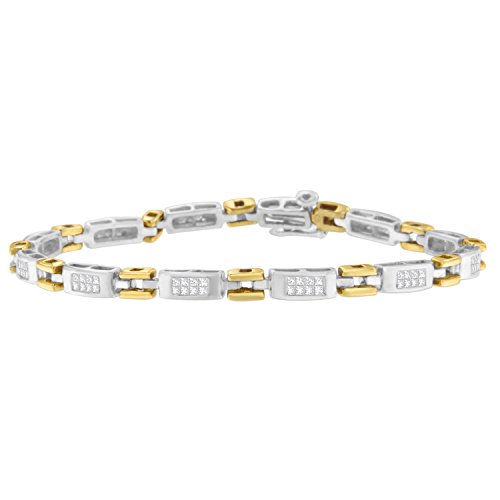 Original Classics 10K Two-Tone Gold Princess Cut Diamond Geo Link Bracelet (1.00 cttw, H-I Color, SI1-SI2 Clarity)