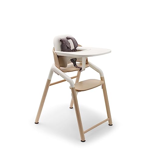 Bugaboo Giraffe Trona, pack de bebé con bandeja, apta a partir de los 6 meses, ajustable en segundos, fácil de limpiar, diseño seguro y ergonómico, crece con tu hijo, Blanco/Madera natural