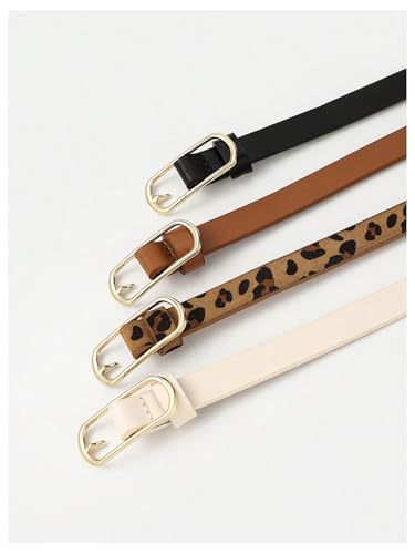 COZYEASE Women's 4 Piece Leopard Print Leather Waist Belt Metal Buckle Casual Jeans Dress Belt2