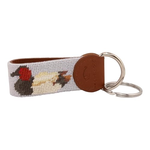 Image of Leather Hand-Stitched Needlepoint Key Fob or Key Chain