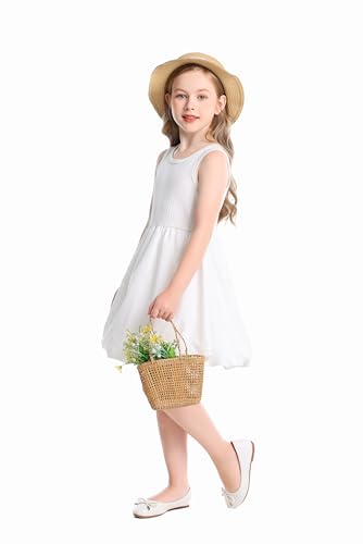 Toddler Girls Sleeveless Round Neck Knit Top Casual Cute Bloom Princess Dress for Special Occasions4