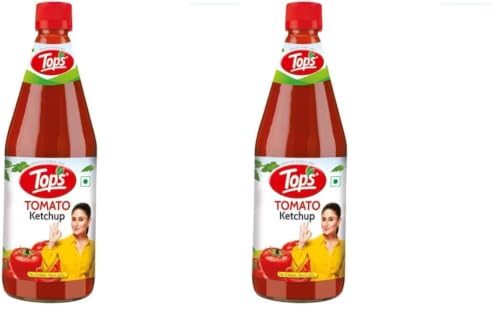 Image of TOPS Tomato Ketchup No Onion No Garlic- 500 gm Glass Bottle|Made with the Goodness of Juicy Hand-Picked Tomatoes | No Added Colour & Flavour. (Pack of 2)