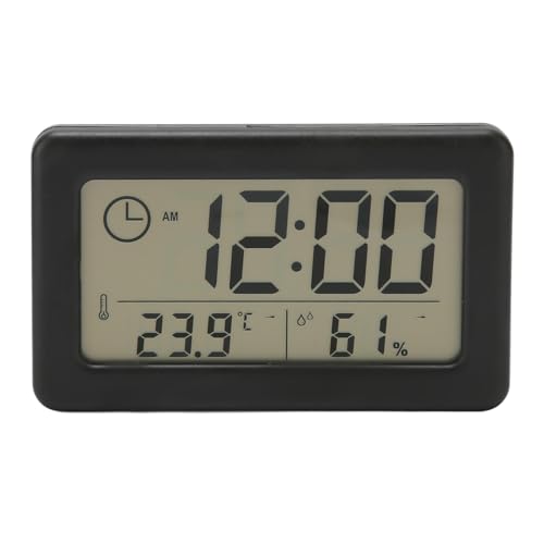 Fockety Reloj Despertador Digital, Pantalla Grande, Reloj de Escritorio con Soportes, Orificio para Colgar en la Pared, Botón CR2032, Visualización de Temperatura y Humedad de la Batería