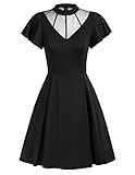 Goth Dress for Women Vintage 1950s Mock Neck Swing Party Cocktail Dress Black S