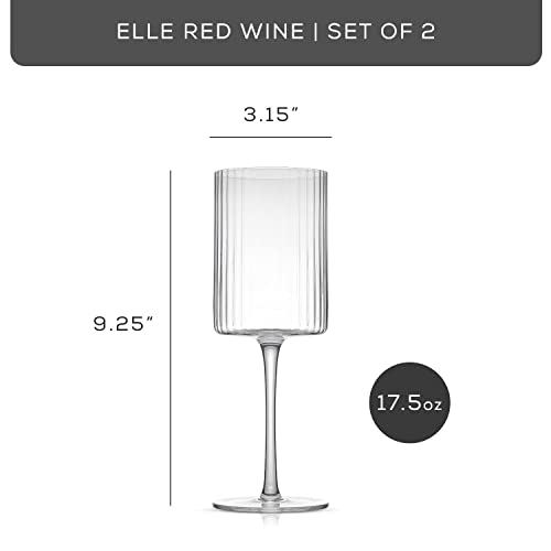Joyjolt Fluted Wine Glasses – Elle 17.5Oz Red Wine Glasses Set Of 2 Big Long Stem Wine Glasses. Unique, Stemmed Red Wine Glass Or Cocktail Glasses. Vintage Style Drinking Glasses #TOP1