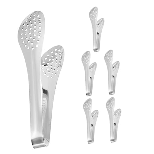 OKUMEYR 6pcs Stainless Steel Food Tongs Multi Functional Serving Tongs for Buffet Bbq and Catering Portable Kitchen Clip for Bread Salad and Grilled Items