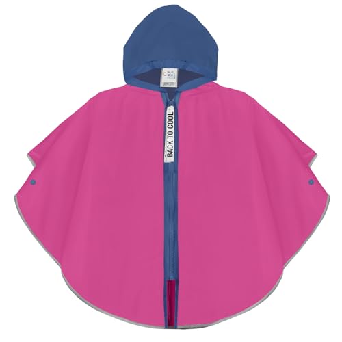 PERLETTI Poncho Antipioggia Bambina con Cerniera - Mantella Pioggia Impermeabile Bimba 3 4 5 6 Anni con Cappuccio - Mantellina per Bambine Scuola Materna Profili Catarifrangenti (Fucsia, 3-6 Anni)