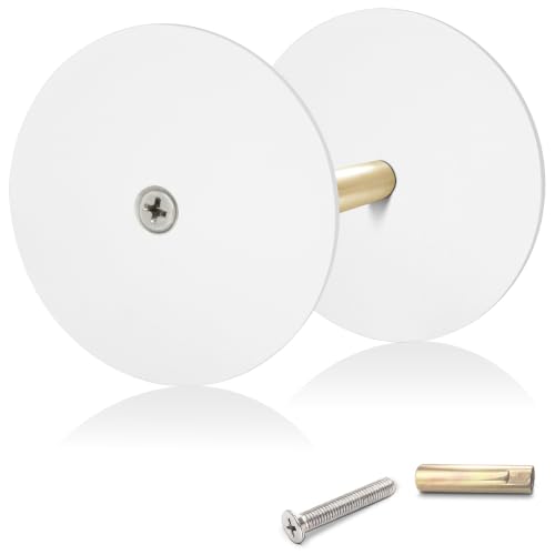 Metal Door Hole Cover Plate for Deadbolt 2-5/8 Inch Round White 1 Pack