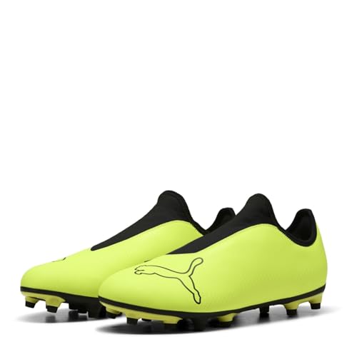 PUMA Botas de fútbol Finesse Firm Ground para hombre, Amarillo y negro, 40.5 EU